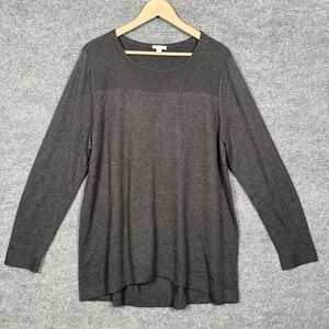 J.Jill Womens Large Sweater Top Gray Wool Blend Minimalist Capsule Long Sleeves